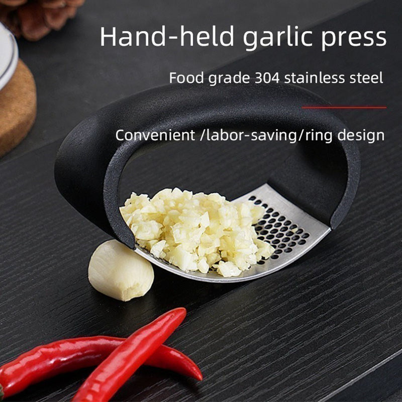 Stainless Steel Garlic Crusher Rocker Manual Garlic Grinding Mincer Slicer Ginger Squeezer Kitchen Accessories Vegetable Tools